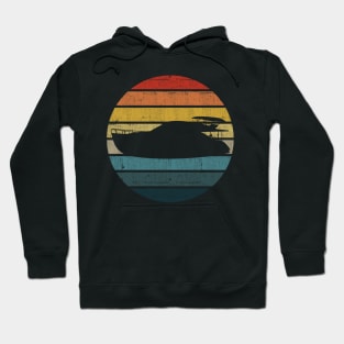 Boat Trip Silhouette On A Distressed Retro Sunset design Hoodie